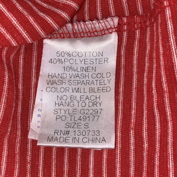 Umgee red striped top cotton blend size small - Picture 6 of 6